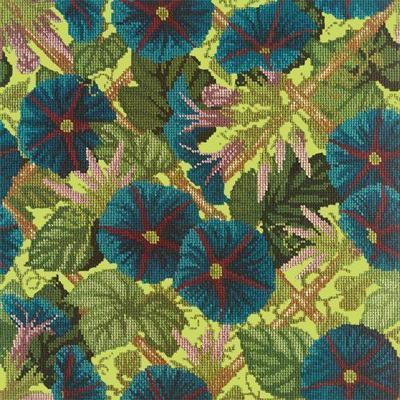 Morning Glory Trellis Needlepoint Kit Kits Elizabeth Bradley Design Pale Lime 
