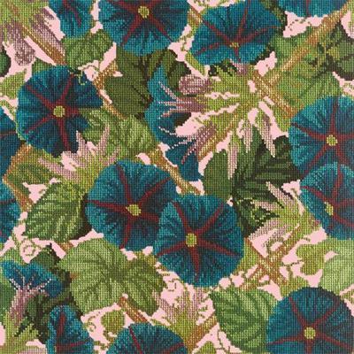 Morning Glory Trellis Needlepoint Kit Kits Elizabeth Bradley Design Pale Rose 
