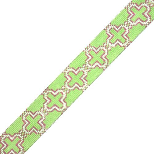 Moroccan Tile Belt   Green Painted Canvas The Meredith Collection  - 1