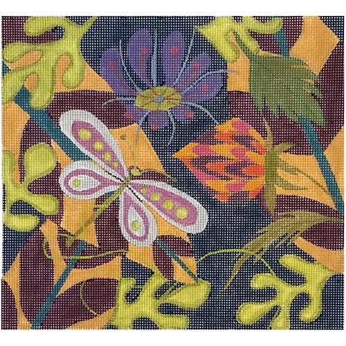 Moth in the Garden on 18 Painted Canvas Zecca 