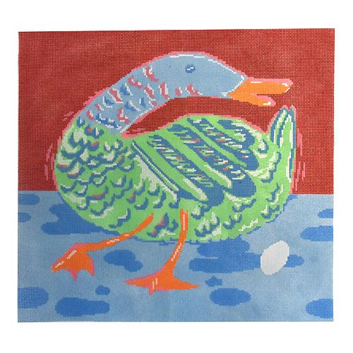 Mother Duck Painted Canvas Anne Fisher Needlepoint LLC 