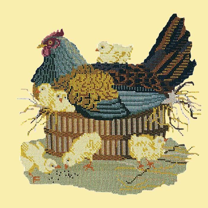Mother Hen Needlepoint Kit Kits Elizabeth Bradley Design Butter Yellow 
