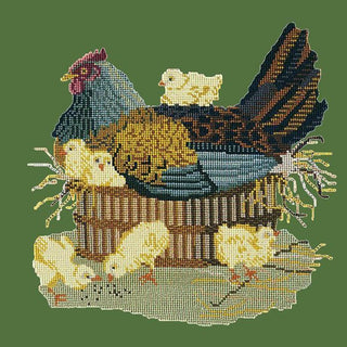 Mother Hen Needlepoint Kit Kits Elizabeth Bradley Design Dark Green 
