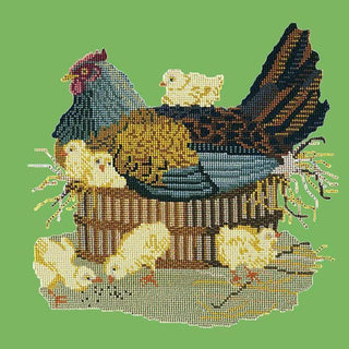 Mother Hen Needlepoint Kit Kits Elizabeth Bradley Design Grass Green 
