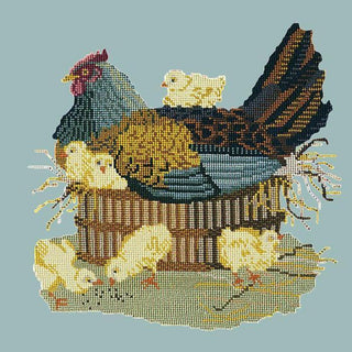 Mother Hen Needlepoint Kit Kits Elizabeth Bradley Design Pale Blue 
