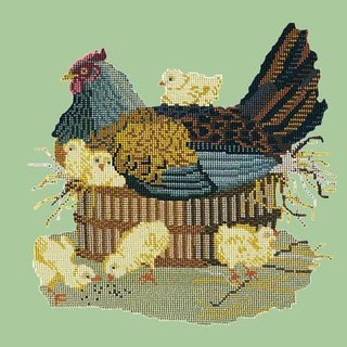 Mother Hen Needlepoint Kit Kits Elizabeth Bradley Design Pale Green 
