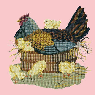 Mother Hen Needlepoint Kit Kits Elizabeth Bradley Design Pale Rose 
