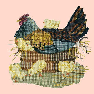 Mother Hen Needlepoint Kit Kits Elizabeth Bradley Design Salmon Pink 
