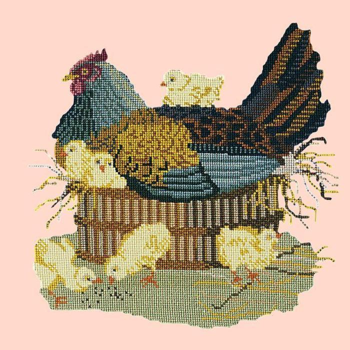Mother Hen Needlepoint Kit Kits Elizabeth Bradley Design Salmon Pink 
