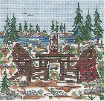 Mountain Adirondack Painted Canvas Susan Wallace Barnes  - 1