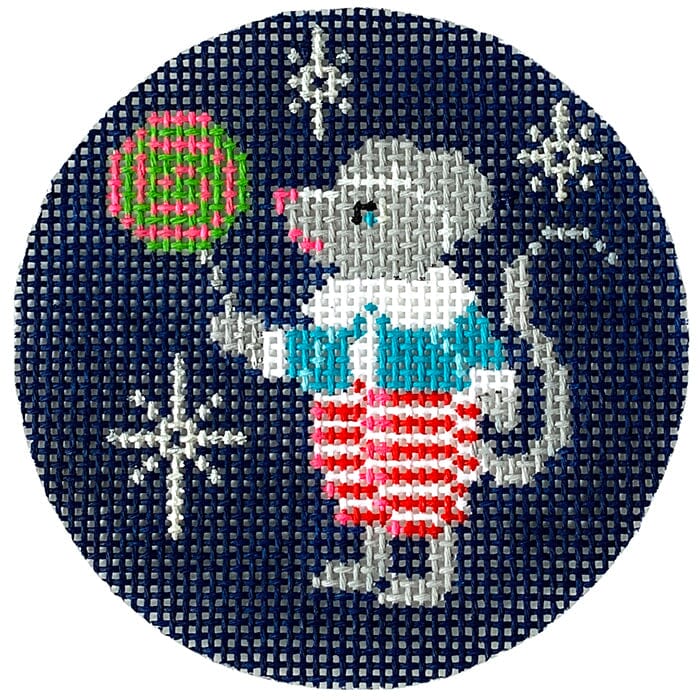 Mouse with Lollipop Round Painted Canvas Alice Peterson Company 
