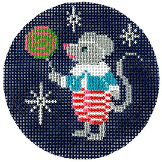Mouse with Lollipop Round Painted Canvas Alice Peterson Company 
