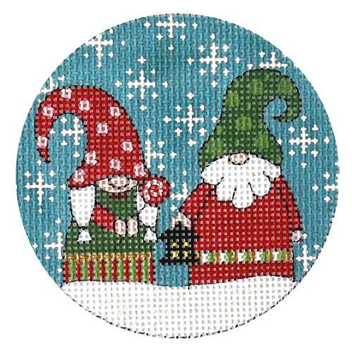 Mr. and Mrs. Gnome Painted Canvas Alice Peterson Company  - 1
