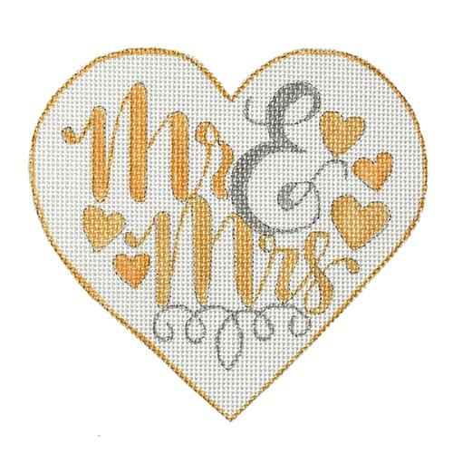 Mr. & Mrs. Heart   Silver/Gold Painted Canvas A Poore Girl Paints  - 1