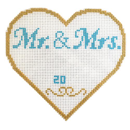 Mr & Mrs Ornament Painted Canvas Kimberly Ann Needlepoint 