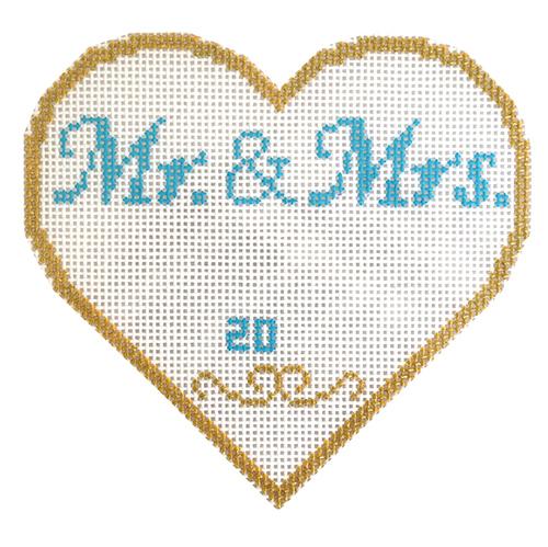Mr & Mrs Ornament Painted Canvas Kimberly Ann Needlepoint  - 1