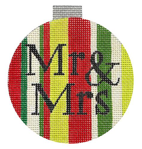 Mr. & Mrs. Ornament Round Painted Canvas Raymond Crawford Designs 