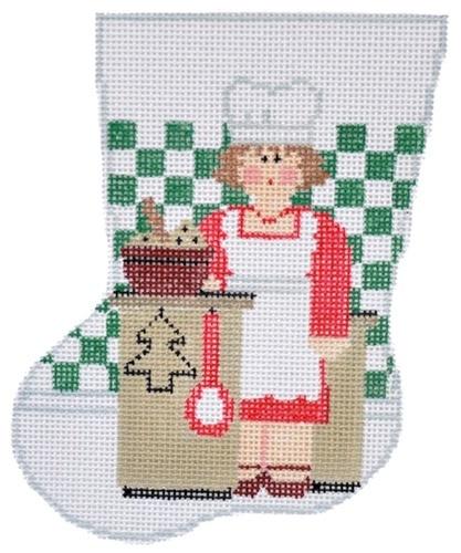 Mrs. Claus Chef Mini-Sock Painted Canvas Kathy Schenkel Designs 
