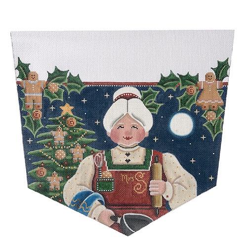 Mrs. Clause Cookies Stocking Cuff Painted Canvas Rebecca Wood Designs 