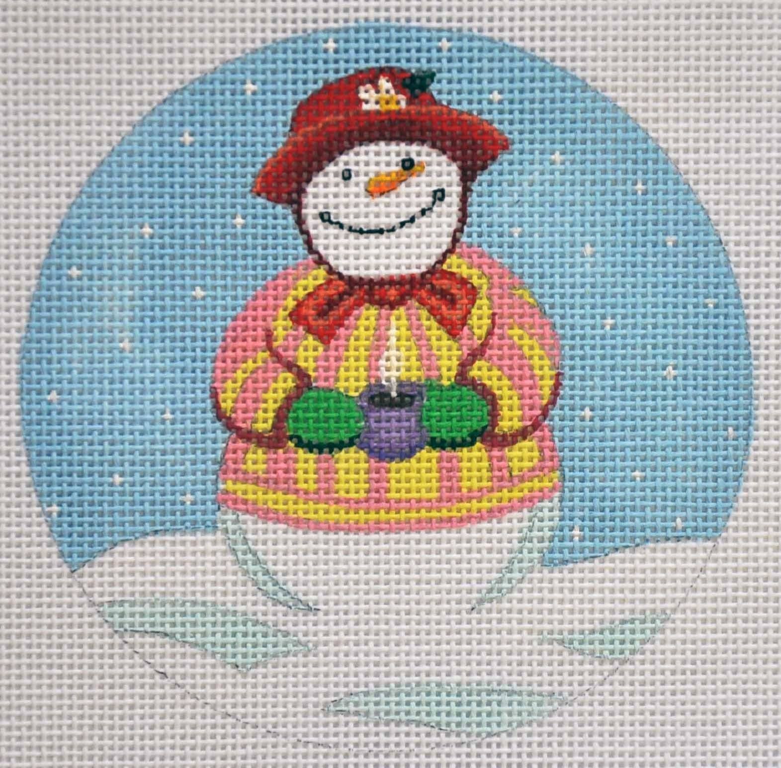 Mrs. Snowman's Coffee Break Painted Canvas Julie Mar Needlepoint Designs  - 1