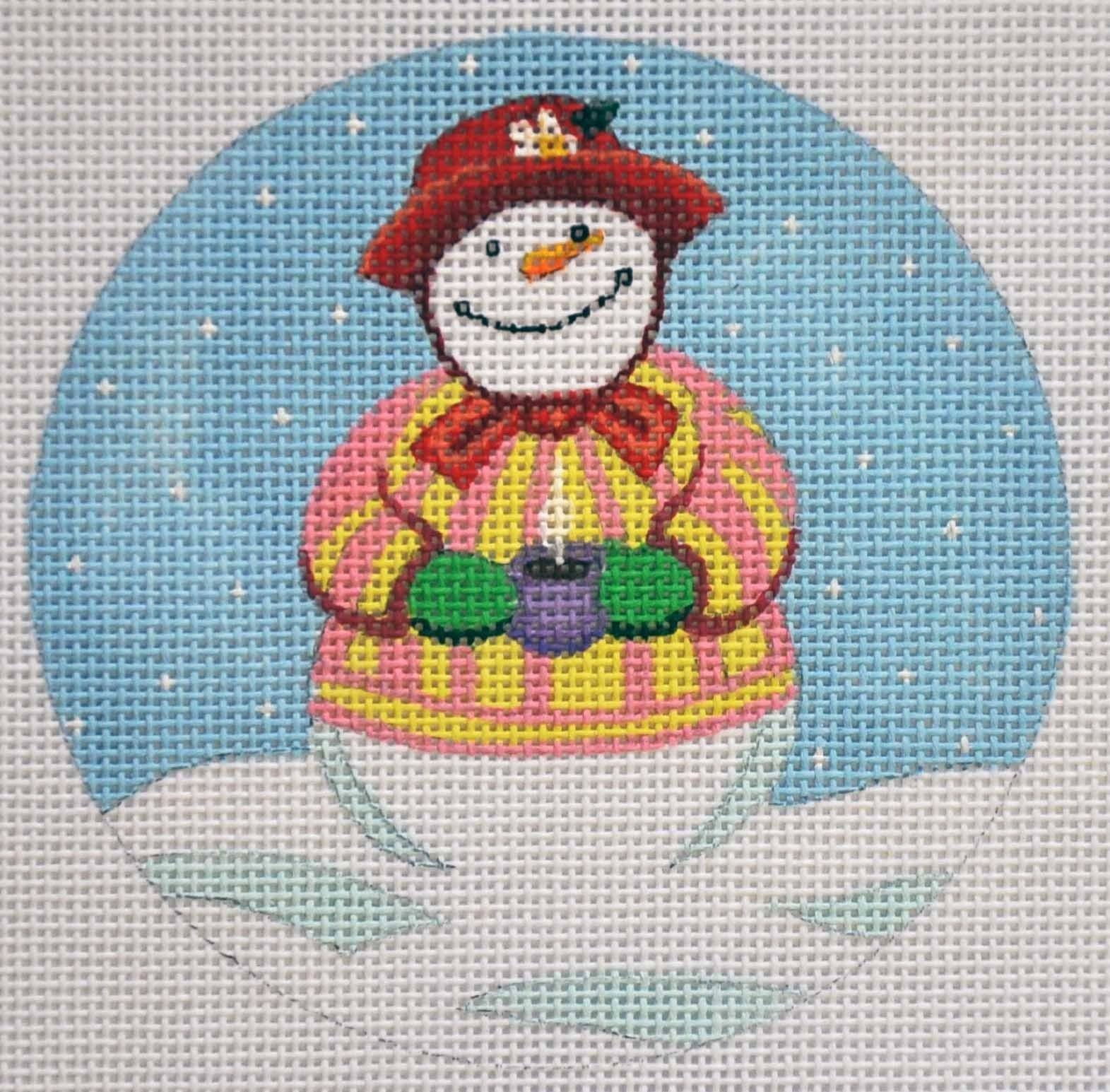 Mrs. Snowman's Coffee Break Painted Canvas Julie Mar Needlepoint Designs 