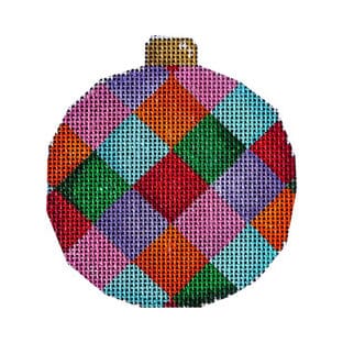 Multi-Harlequin Ball Ornament Painted Canvas Associated Talents 