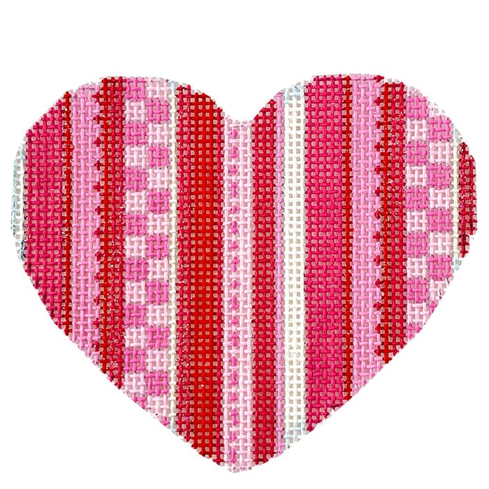 Multi Stripe/Pink Heart Painted Canvas Whimsy & Grace 