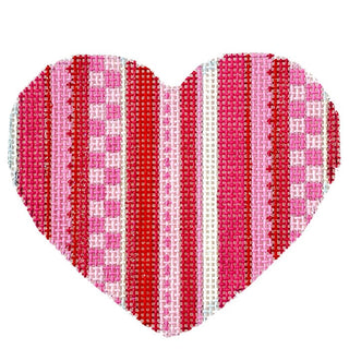 Multi Stripe/Pink Heart Painted Canvas Whimsy & Grace 
