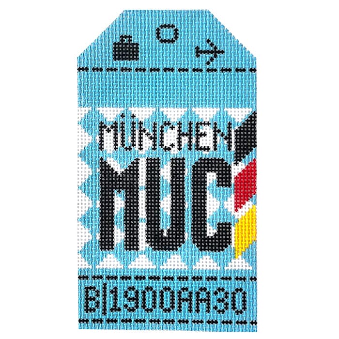 Munich MUC Travel Tag Painted Canvas Hedgehog Needlepoint 