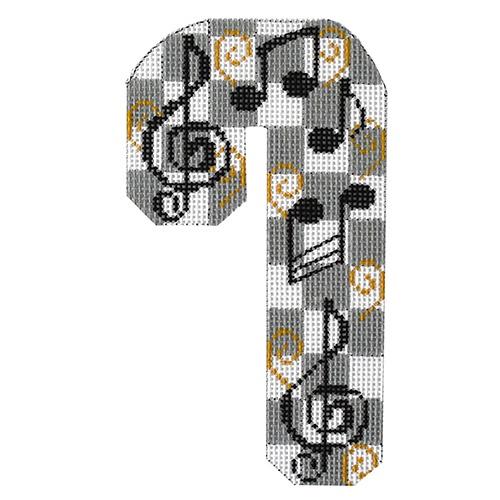 Music Candy Cane Painted Canvas Danji Designs  - 1