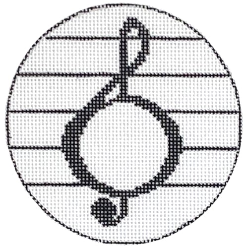 Music Note Monogram Round Painted Canvas Rachel Donley  - 1