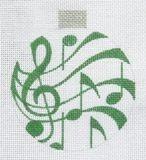 Music Ornament Green Painted Canvas Raymond Crawford Designs 