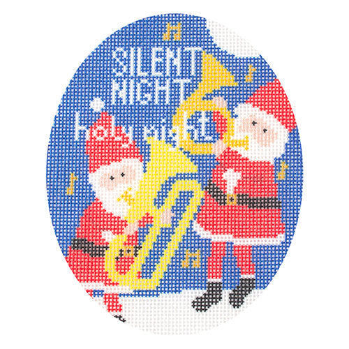 Musical Santas - Silent Night, Holy Night Printed Canvas Needlepoint To Go 