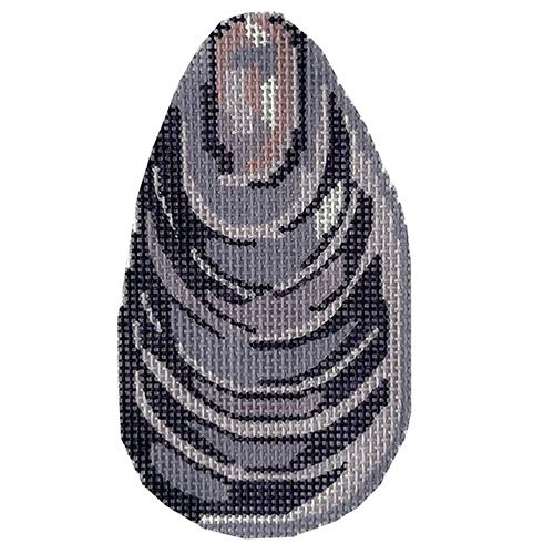 Mussel Shell Ornament Painted Canvas Silver Needle  - 1