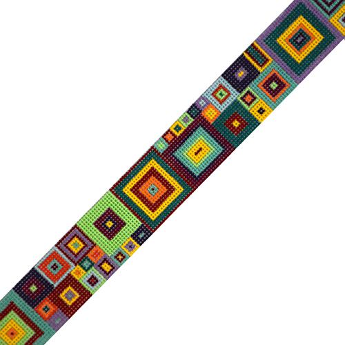 Muted Squares Belt Painted Canvas The Meredith Collection  - 1