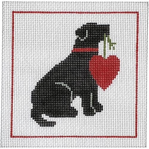 My Heart on a String Square Painted Canvas CBK Needlepoint Collections 