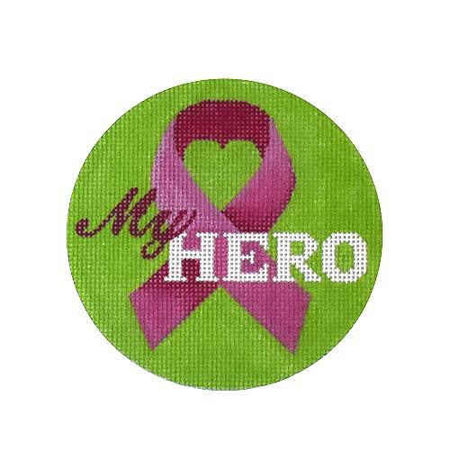 My Hero Pink Ribbon Ornament Painted Canvas Pepperberry Designs  - 1