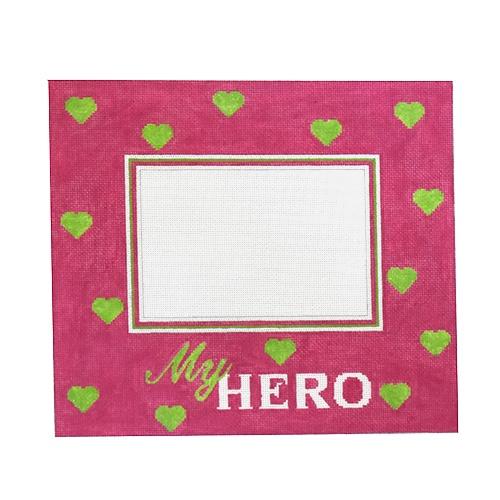 My Hero Pink with Pink Hearts Frame Painted Canvas Pepperberry Designs 