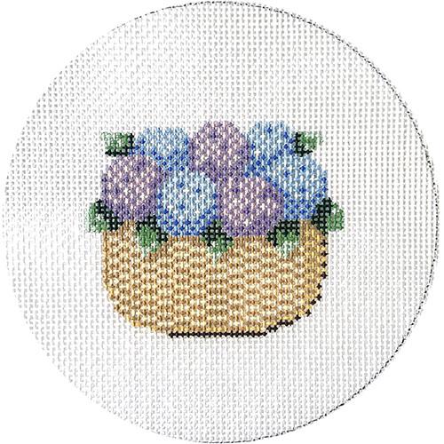 Nantucket Basket with Hydrangea Ornament Painted Canvas CBK Needlepoint Collections 