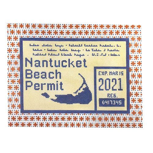 Nantucket Beach Permit Painted Canvas PIP & Roo 