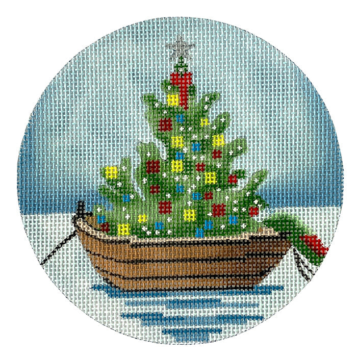 Nantucket Boat with Wreath Painted Canvas All About Stitching/The Collection Design  - 1