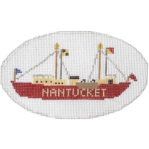 Nantucket Lightship Ornament Painted Canvas Silver Needle 