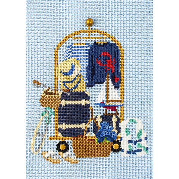 Nantucket Luggage Cart Printed Canvas Needlepoint To Go 