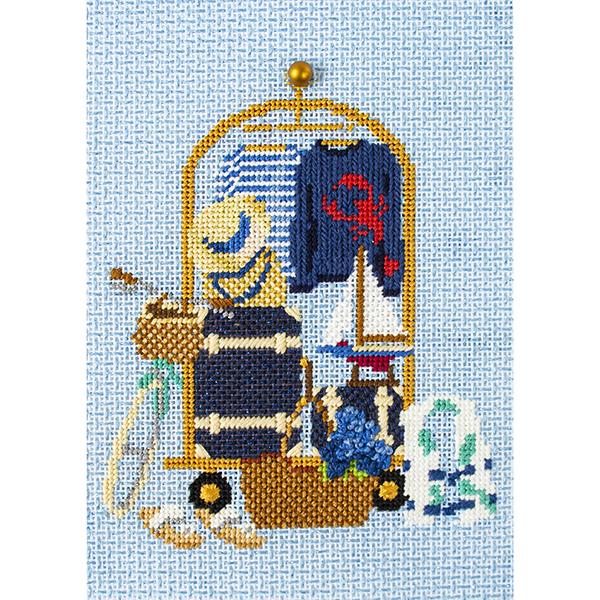 Nantucket Luggage Cart Printed Canvas Needlepoint To Go 
