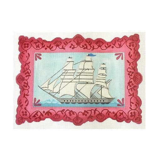 Nantucket Whaler in Pink Luster Painted Canvas The Plum Stitchery 