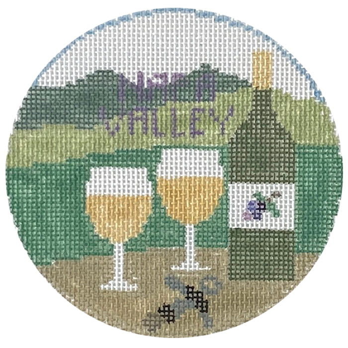 Napa Valley Round Painted Canvas Kathy Schenkel Designs  - 1