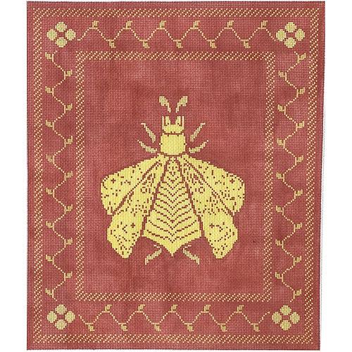 Napoleon's Bee Pillow Top on 18   Coral & Butter Painted Canvas Whimsy & Grace - 1