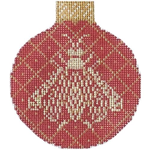Napoleon's Bee Reflection Bauble   Coral & Gold Painted Canvas Whimsy & Grace - 1