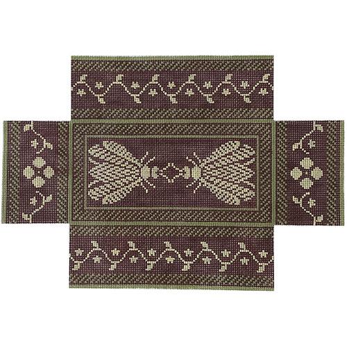 Napoleon's Bees Brick Cover on 13 - Aubergine & Lime Painted Canvas Whimsy & Grace