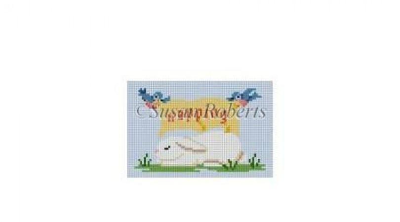 "Napping" Sleeping Bunny Sign Painted Canvas Susan Roberts Needlepoint Designs, Inc. 